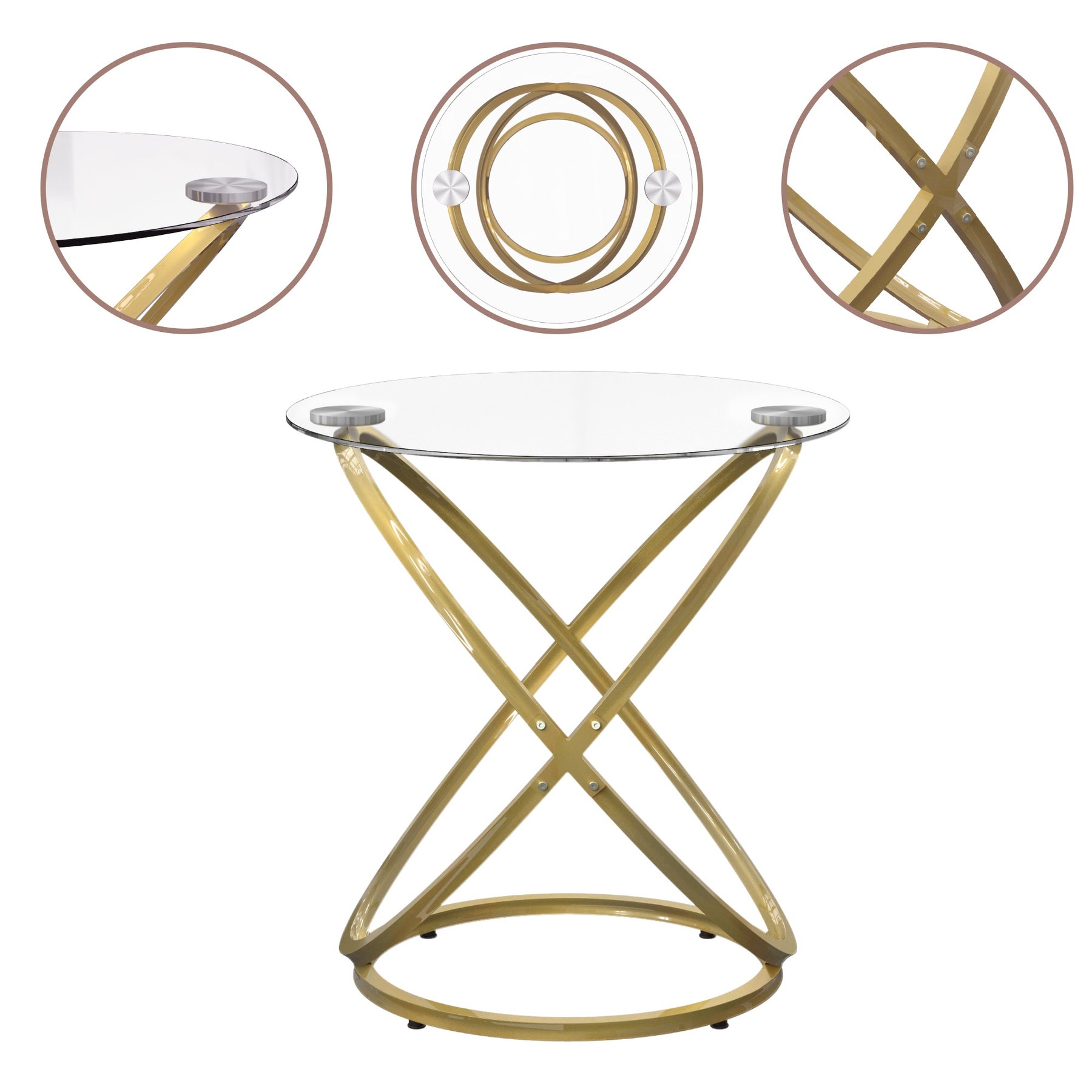 Modern Round Glass Coffee Table –Side Table  for Living Room CT001