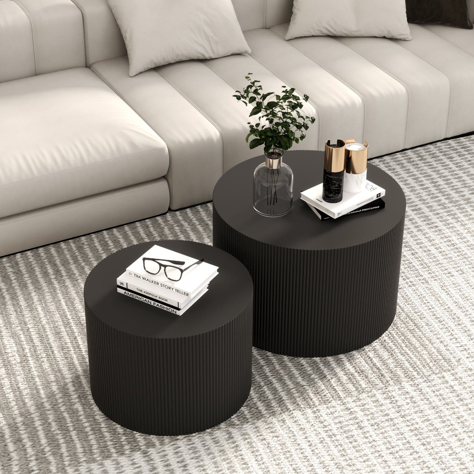 Modern Round Coffee Tables Set of 2，Nesting Tables  Living Room,nt
