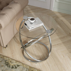 Modern Round Glass Coffee Table –Side Table  for Living Room CT001