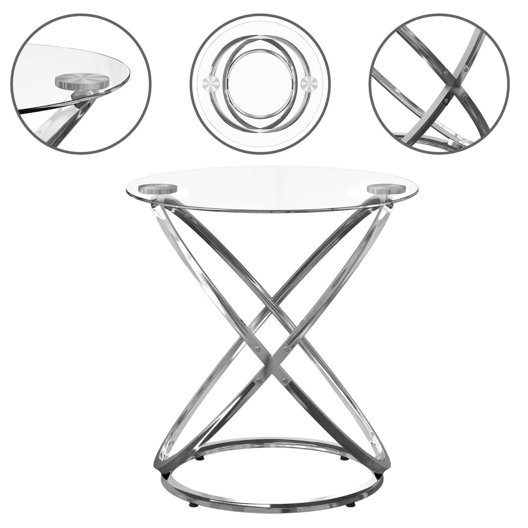 Modern Round Glass Coffee Table –Side Table  for Living Room CT001