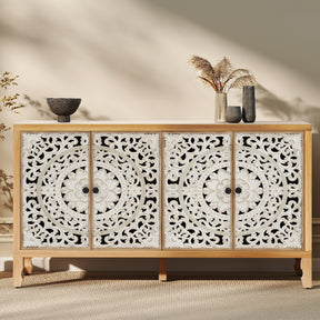 VineSparkle Floral Carved Buffet & Sideboard Cabinet, for Dining Room,living room BS017