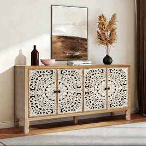 VineSparkle Floral Carved Buffet & Sideboard Cabinet, for Dining Room,living room BS017