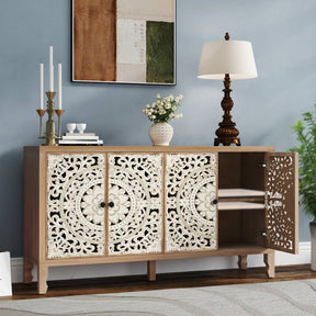 VineSparkle Floral Carved Buffet & Sideboard Cabinet, for Dining Room,living room BS017