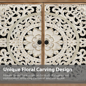 VineSparkle Floral Carved Buffet & Sideboard Cabinet, for Dining Room,living room BS017