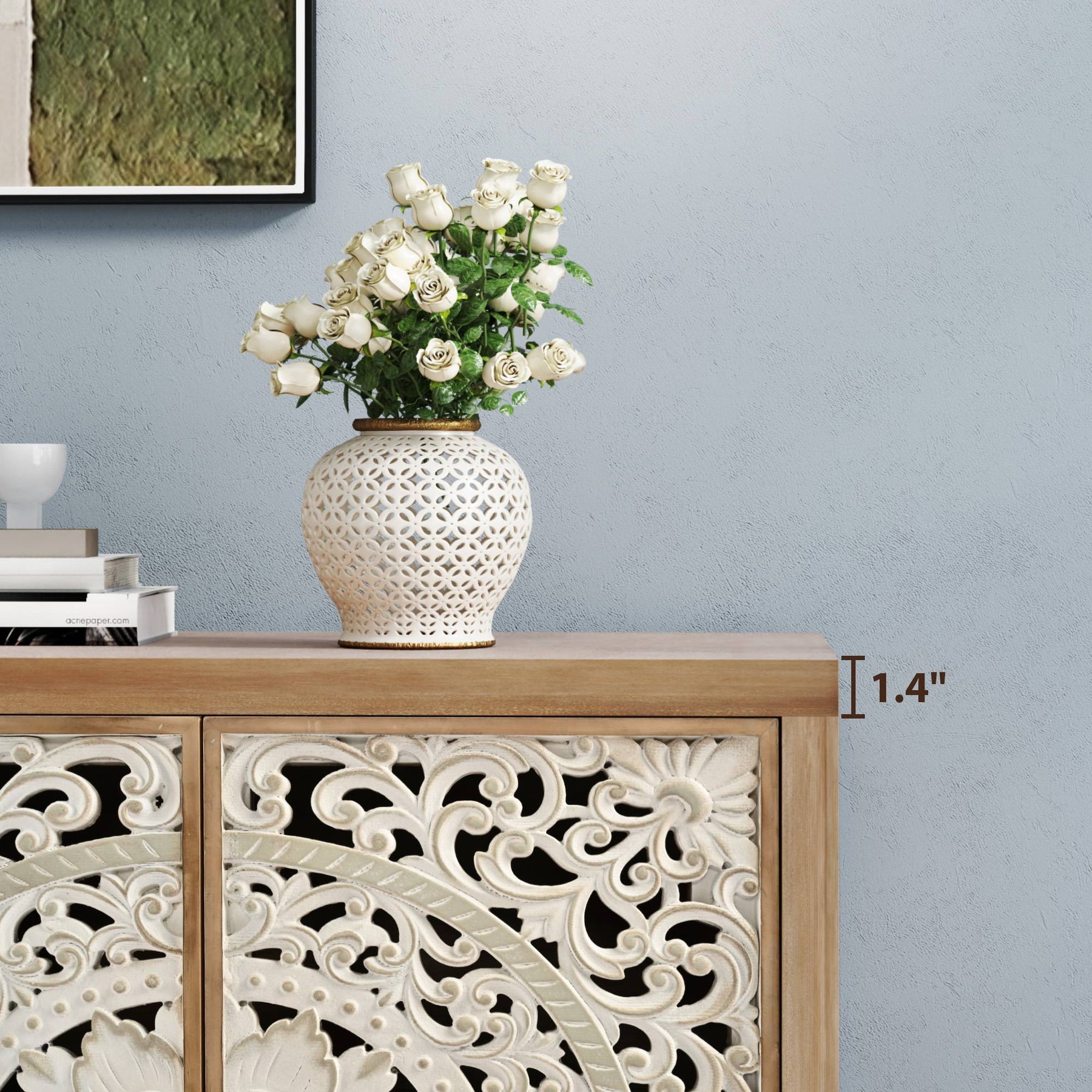 VineSparkle Floral Carved Buffet & Sideboard Cabinet, for Dining Room,living room BS017