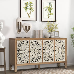 VineSparkle Floral Carved Buffet & Sideboard Cabinet, for Dining Room,living room BS017