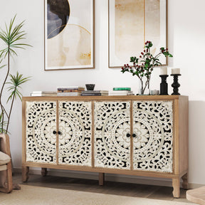 VineSparkle Floral Carved Buffet & Sideboard Cabinet, for Dining Room,living room BS017
