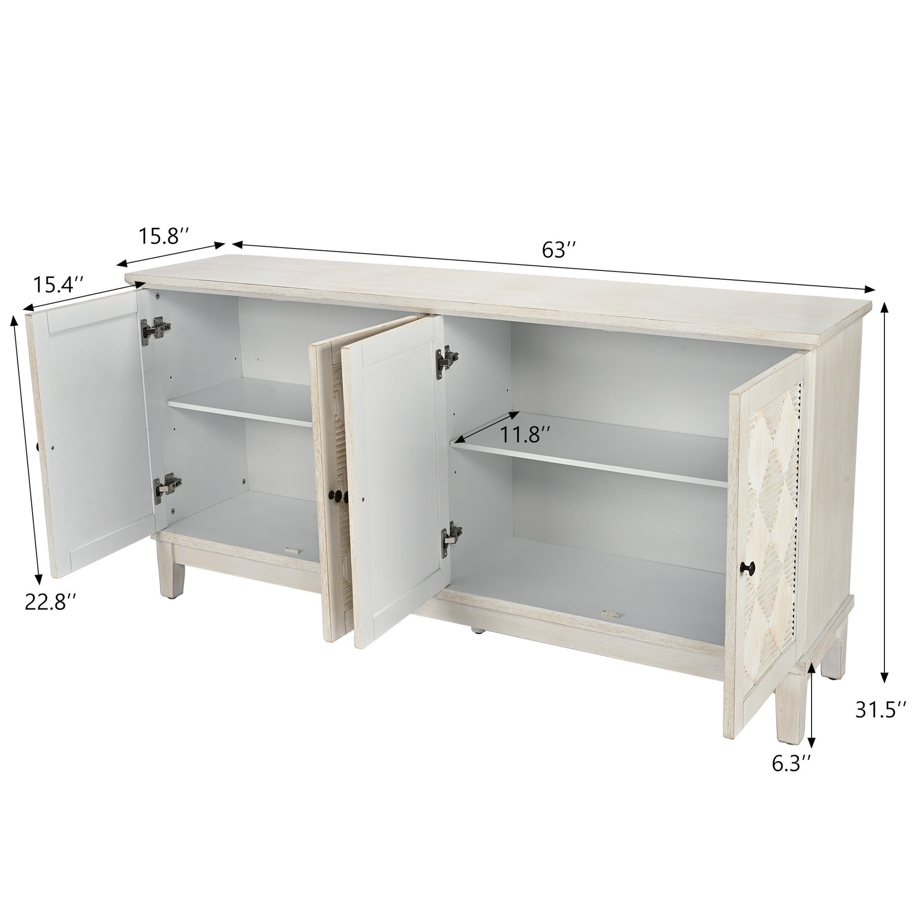 Bohemian Sideboard - Accent Cabinet for Dining Room,White BS020