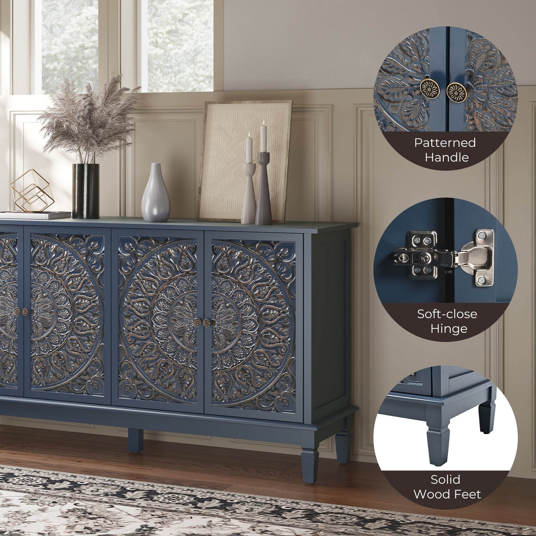 Buffet Cabinet with Storage, Accent Cabinet , for Kitchen, Living Room, Entryway  BS026