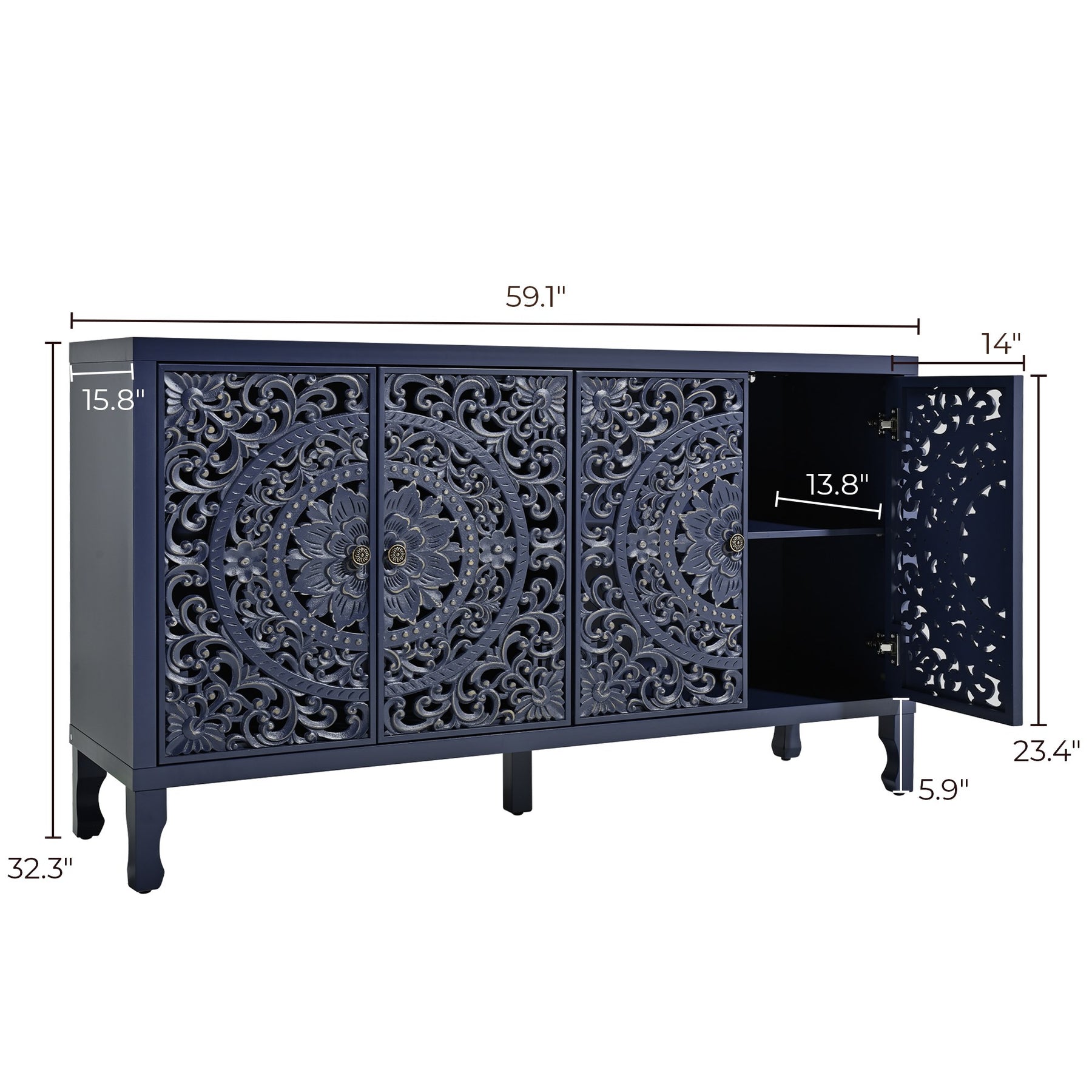 VineSparkle Floral Carved Buffet & Sideboard Cabinet, for Dining Room,living room BS017