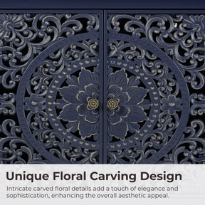VineSparkle Floral Carved Buffet & Sideboard Cabinet, for Dining Room,living room BS017