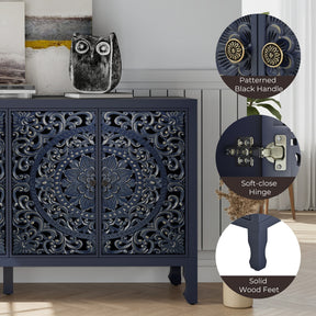 VineSparkle Floral Carved Buffet & Sideboard Cabinet, for Dining Room,living room BS017