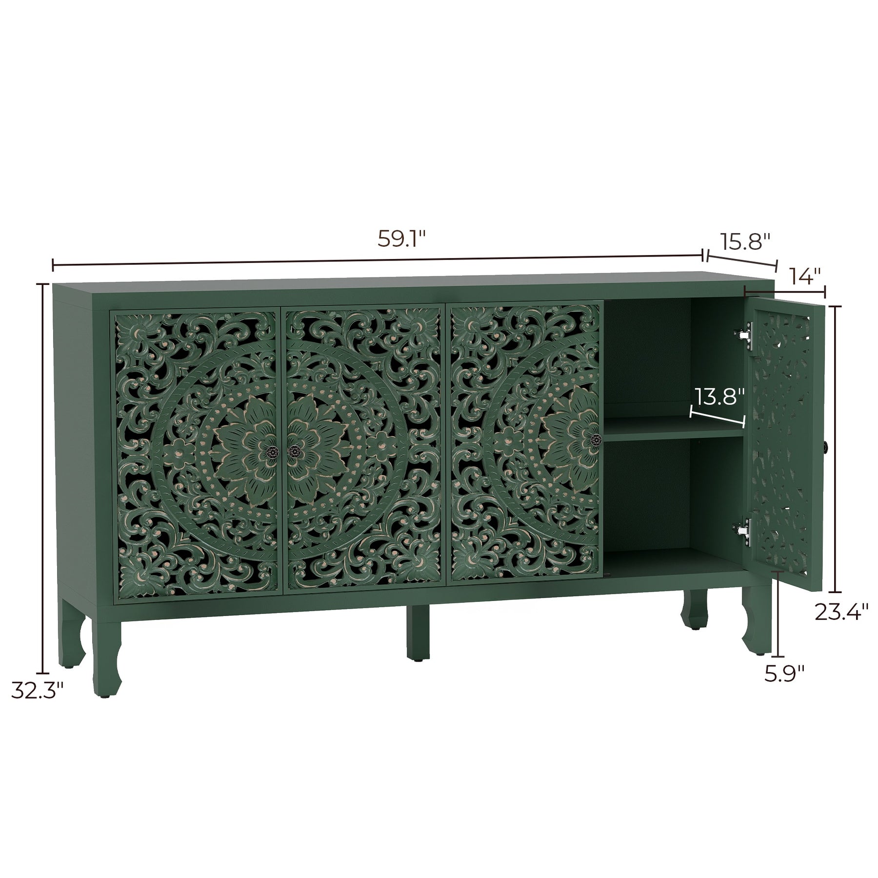 VineSparkle Floral Carved Buffet & Sideboard Cabinet, for Dining Room,living room BS017
