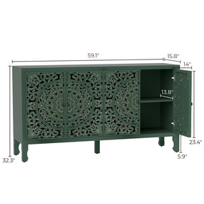 VineSparkle Floral Carved Buffet & Sideboard Cabinet, for Dining Room,living room BS017