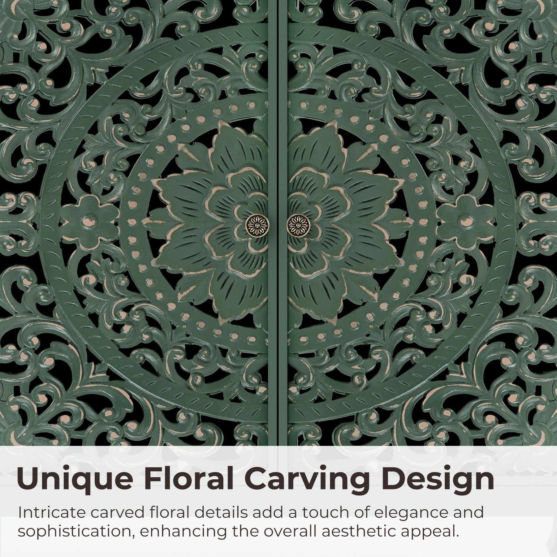VineSparkle Floral Carved Buffet & Sideboard Cabinet, for Dining Room,living room BS017