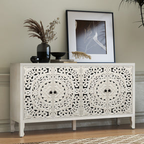 VineSparkle Floral Carved Buffet & Sideboard Cabinet, for Dining Room,living room BS017