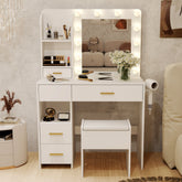 Modern Vanity Set  - White Bedroom Makeup Vanity  Storage Bench VVB002