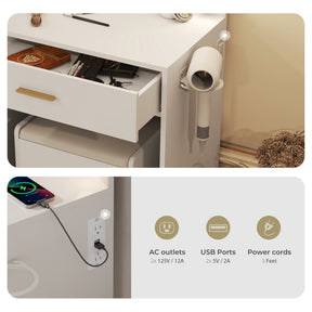 Modern Vanity Set  - White Bedroom Makeup Vanity  Storage Bench VVB002
