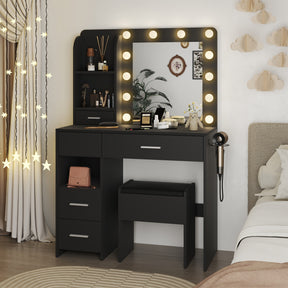 Modern Vanity Set  - White Bedroom Makeup Vanity  Storage Bench VVB002