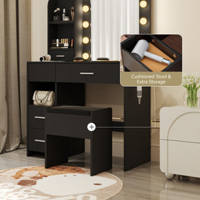 Modern Vanity Set  - White Bedroom Makeup Vanity  Storage Bench VVB002