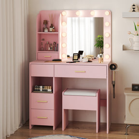 Modern Vanity Set  - White Bedroom Makeup Vanity  Storage Bench VVB002