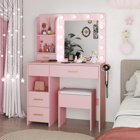 Modern Vanity Set  - White Bedroom Makeup Vanity  Storage Bench VVB002