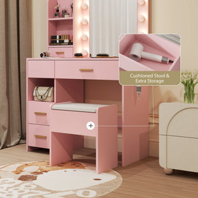Modern Vanity Set  - White Bedroom Makeup Vanity  Storage Bench VVB002