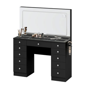 Vanity Desk  Glass top ,11 Drawers Makeup Vanity Desk,  for Bedroom,VVB004