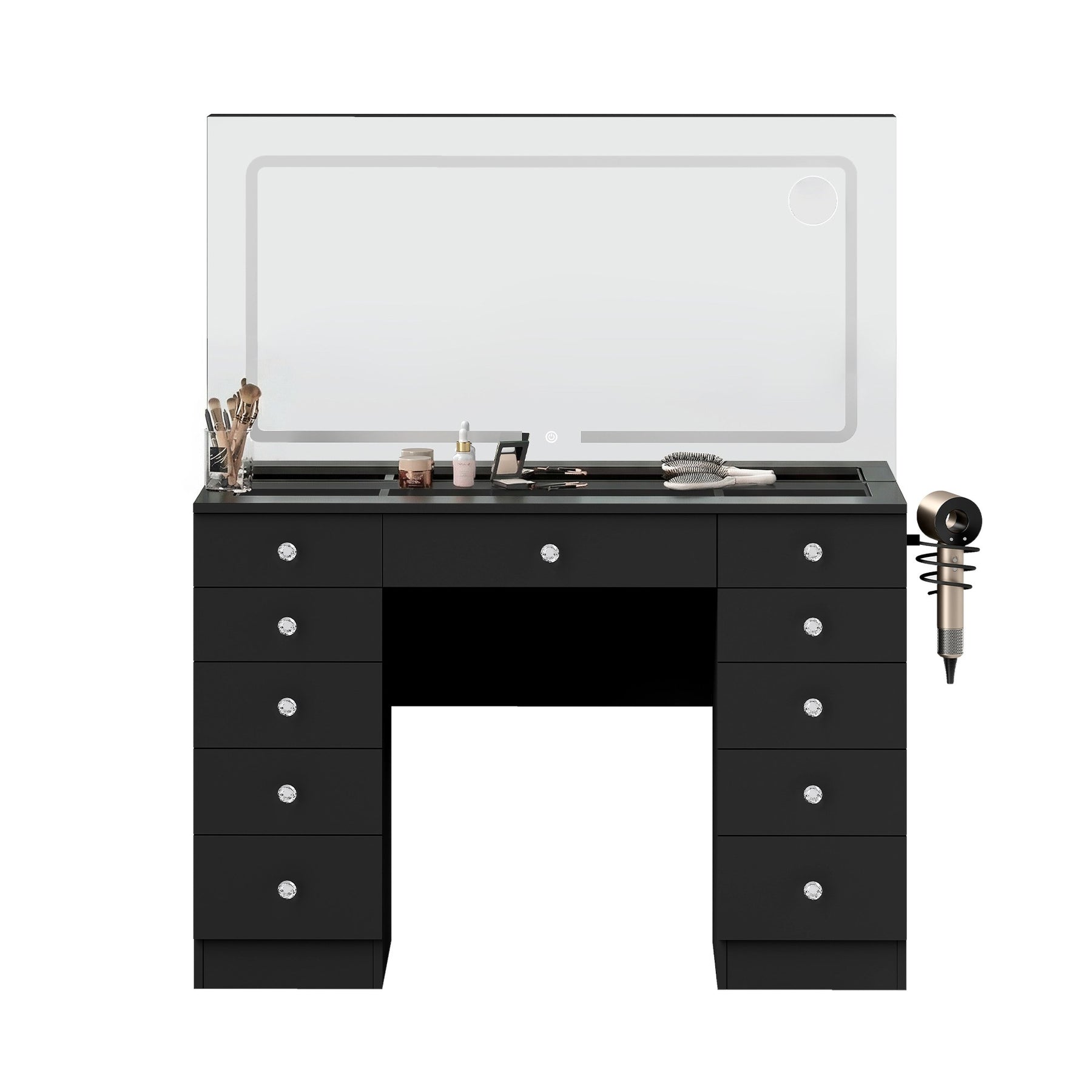 Vanity Desk  Glass top ,11 Drawers Makeup Vanity Desk,  for Bedroom,VVB004