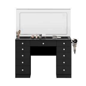 Vanity Desk  Glass top ,11 Drawers Makeup Vanity Desk,  for Bedroom,VVB004