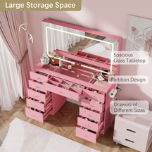 Vanity Desk  Glass top ,11 Drawers Makeup Vanity Desk,  for Bedroom,VVB004