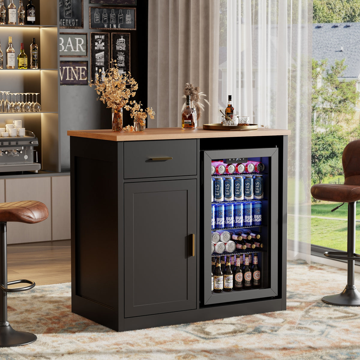 Bar Cabinet With Fridge Space BCF001