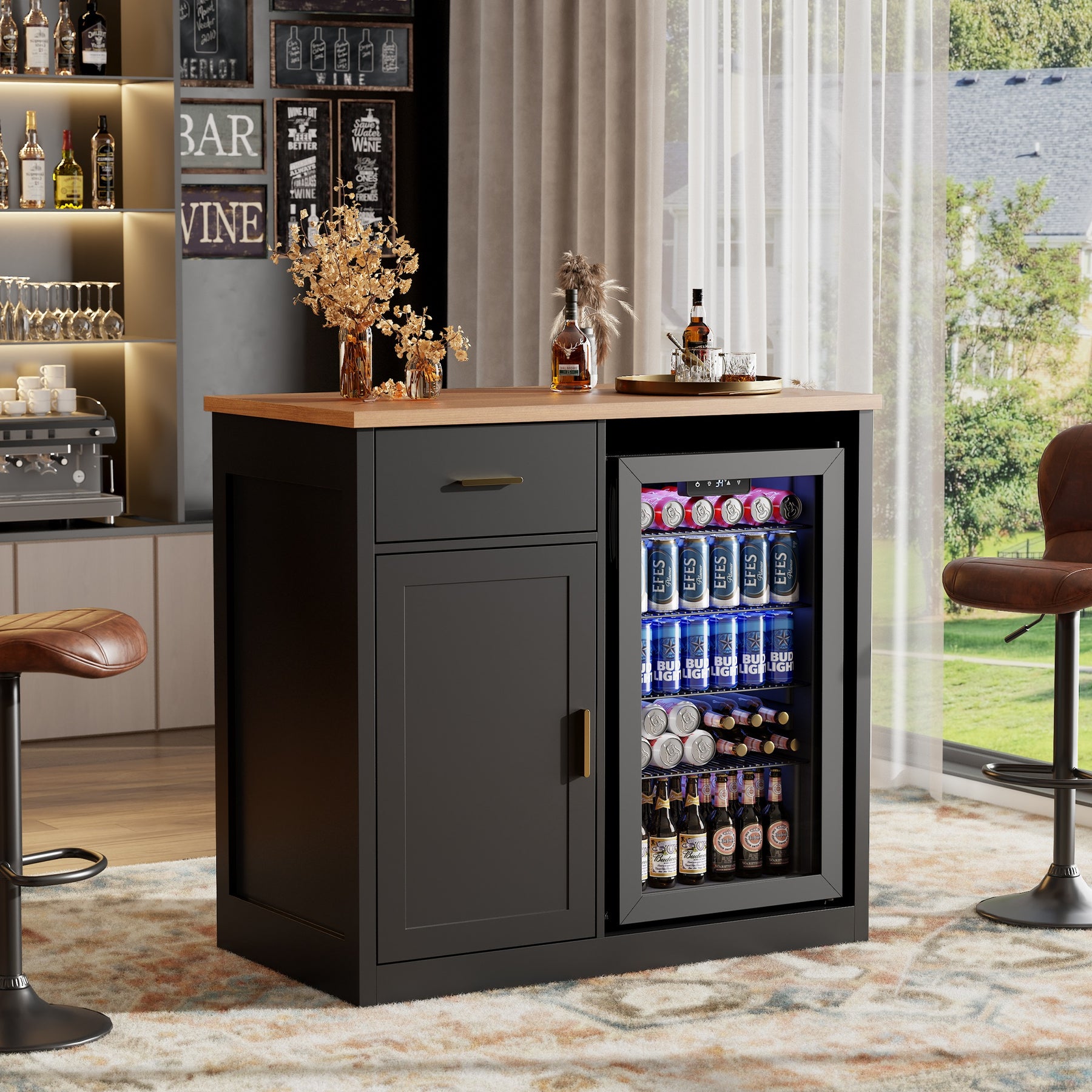 Bar Cabinet With Fridge Space BCF001