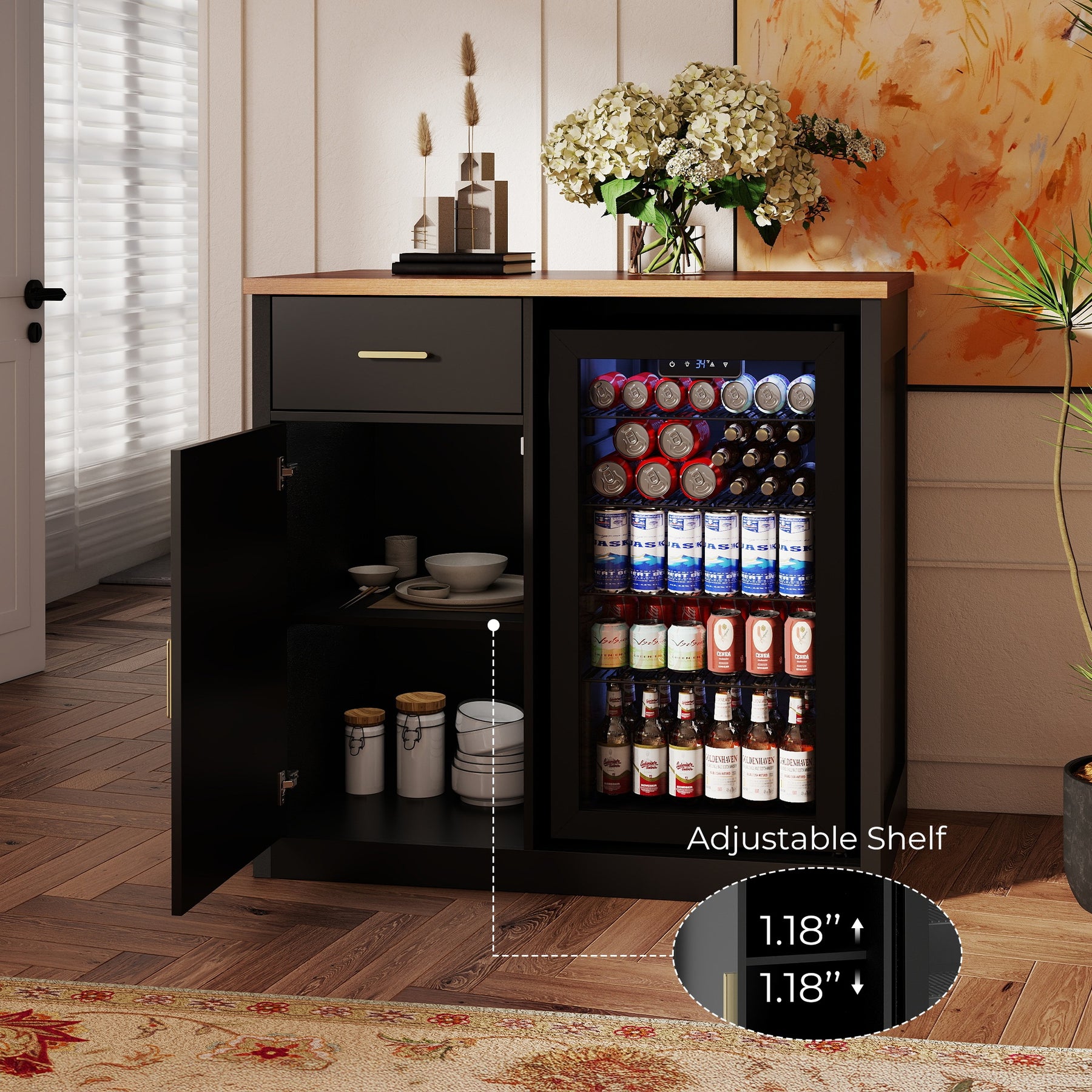 Bar Cabinet With Fridge Space BCF001
