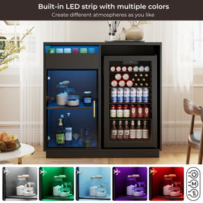 Modern 39" Bar Cabinet with Glass Door , BCF002