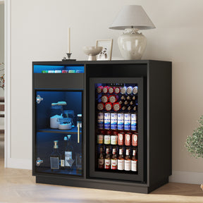 Modern 39" Bar Cabinet with Glass Door , BCF002